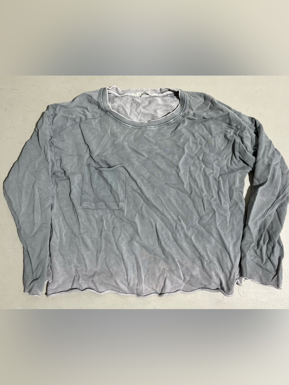 Z Supply Men's Washed Light Gray Long Sleeve Pocket Tee